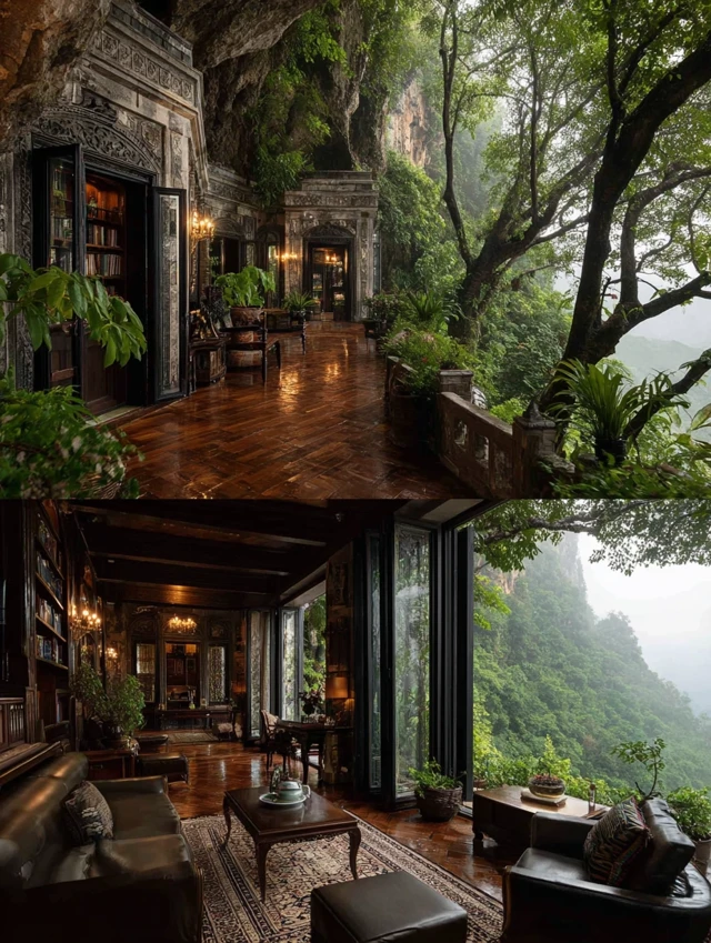 Cliff House Interior Luxury View 4K