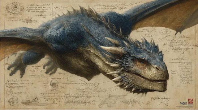 Dragon Anatomy Study in Leonardo da Vinci Style