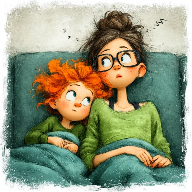 Cute illustration of a mother and daughter