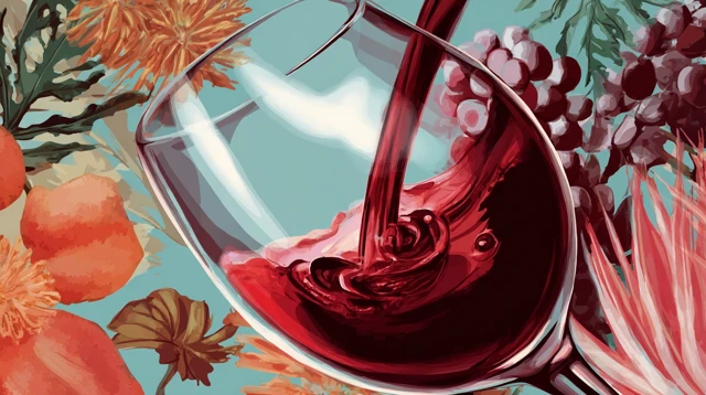 Wine Tasting Illustration Red Wine Pouring Art