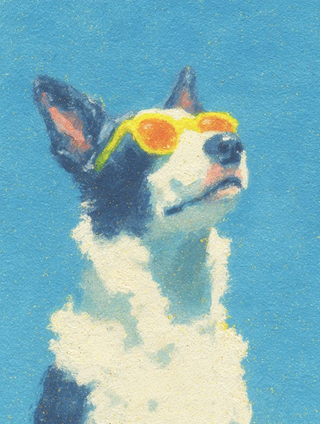 Cool Border Collie Dog in Sunglasses Painting