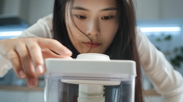 Woman Preserving Food in Modern Kitchen