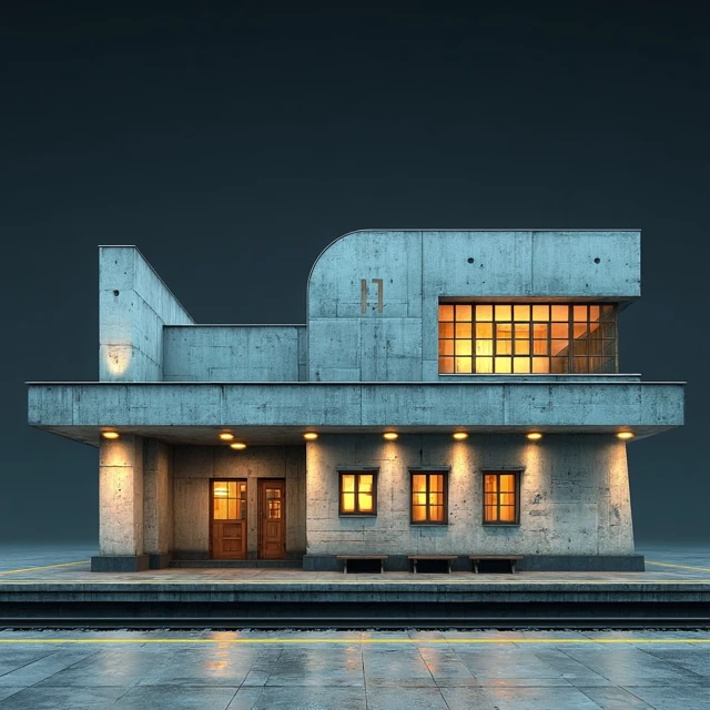 Soviet Concrete Train Station - Architectural Design