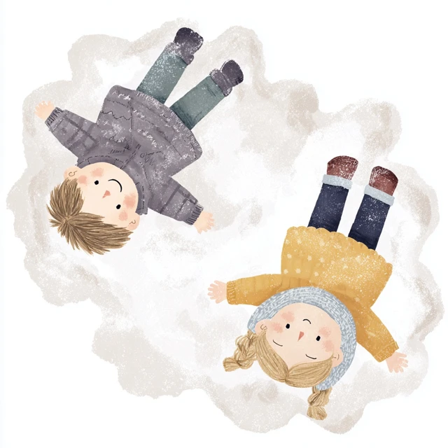 Snow Angels Cute Childrens Illustration