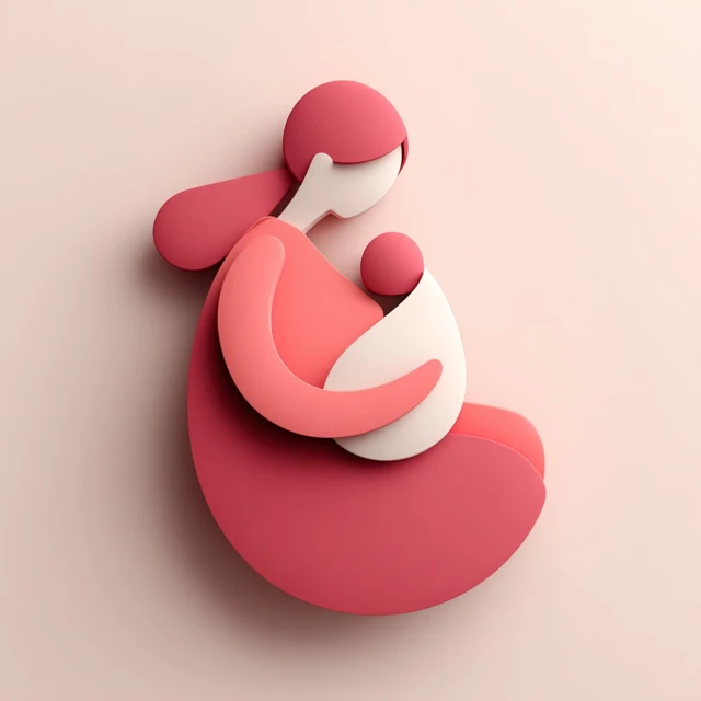 Breastfeeding Icon Modern Stylized 3D Design Pink