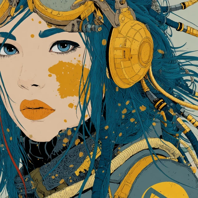 Cyberpunk Geisha Portrait in Anime Style