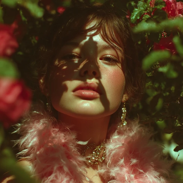 Sad Edgy Glimmering Woman with Feather Boa