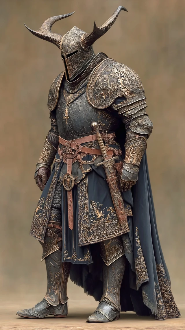 Dark Medieval Lord in Intricate Armor