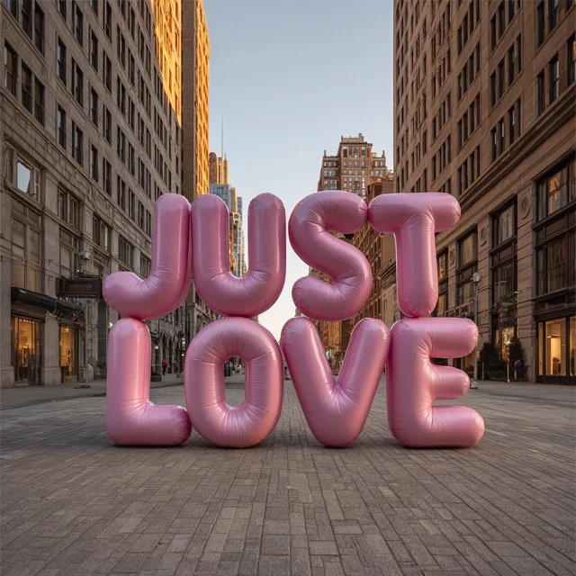 JUST LOVE Giant Inflatable Art in NYC Street