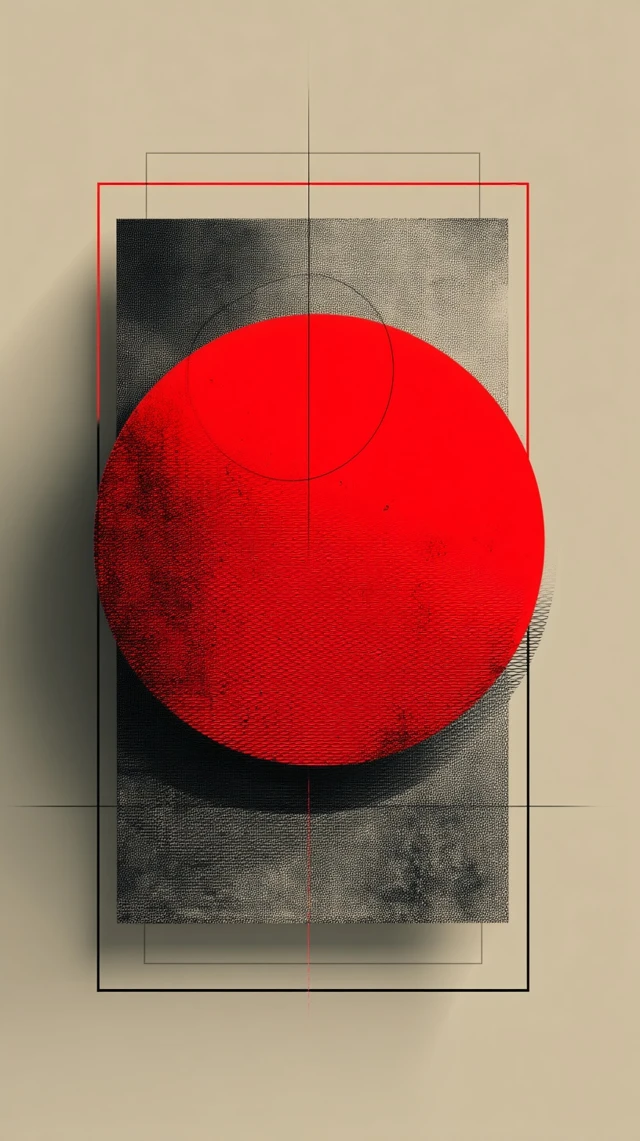 Minimalist Red Circle Geometry Drawing Poster