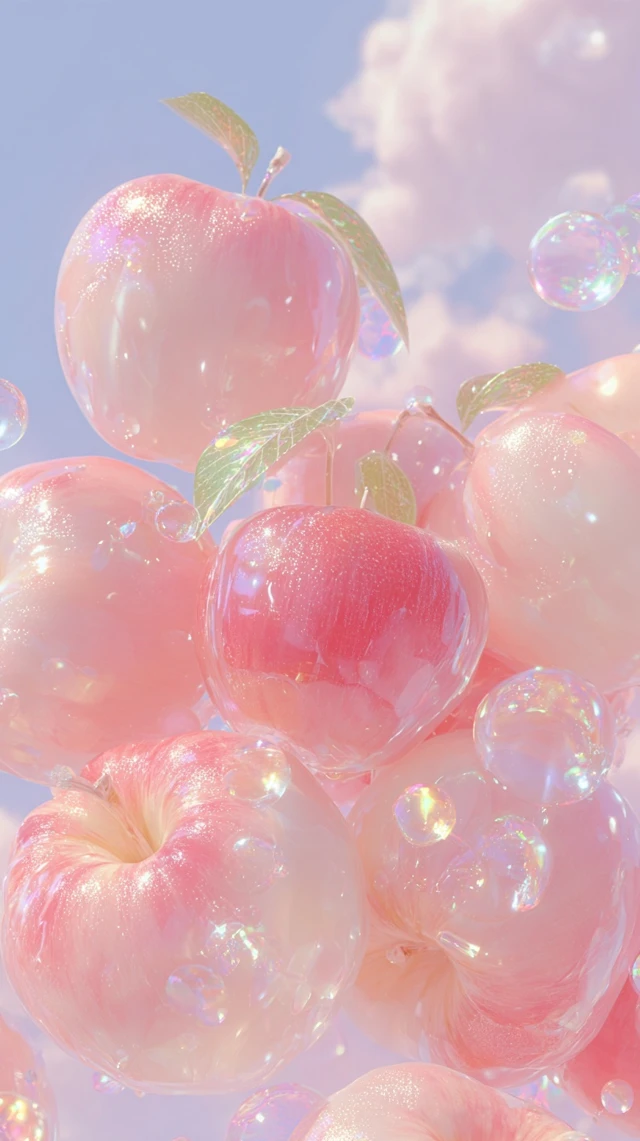 Dreamy Pink Apples Hyperrealistic Close Up