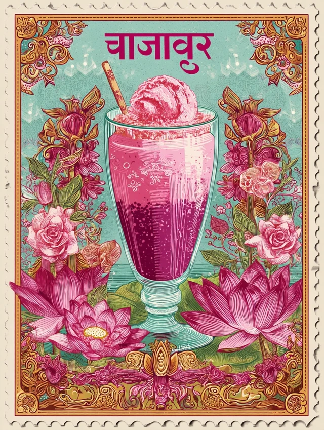 Falooda Indian Postage Stamp Illustration