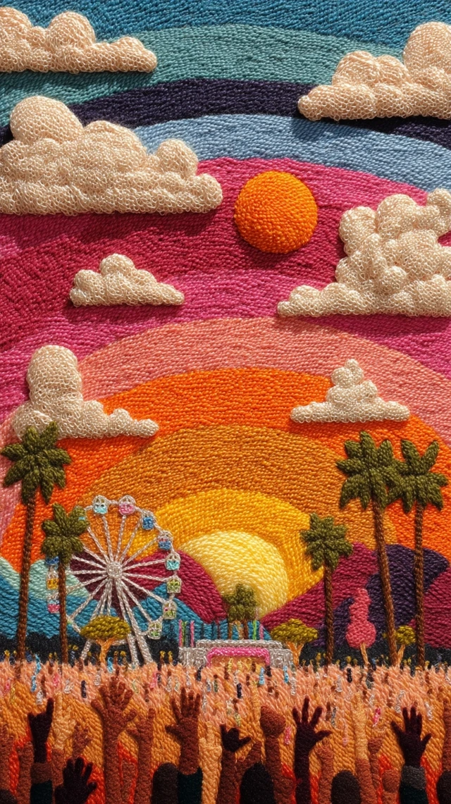 Coachella Music Festival 3D Wool Felt Art
