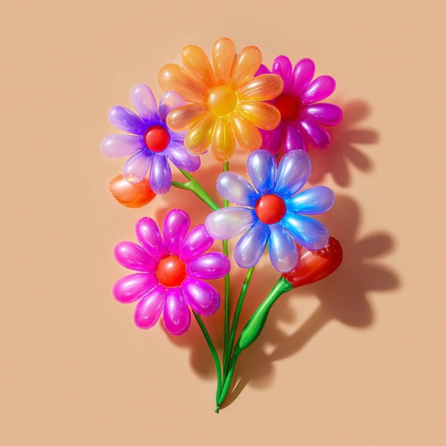 Inflatable Summer Flowers on Pink Background