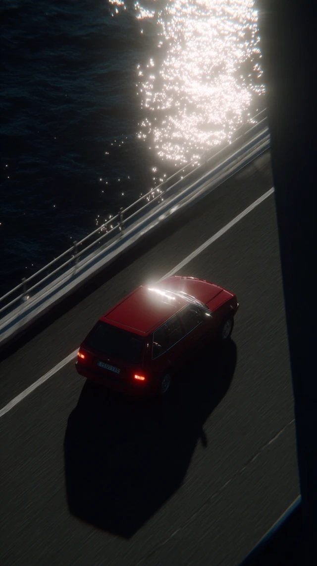 Cinematic Car on the Road with Motion Blur A Vaporwave Aesthetic