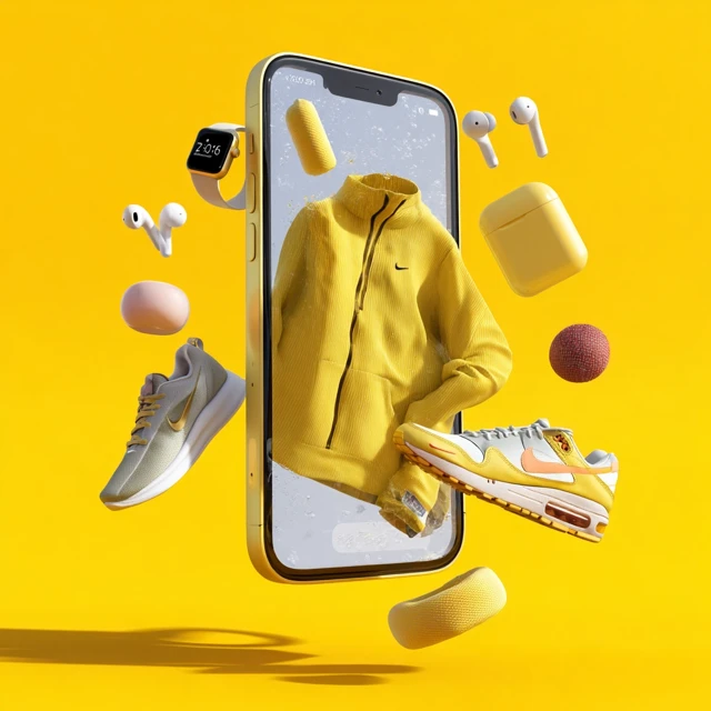 Sportswear Accessories Emerging from Phone 3D Render