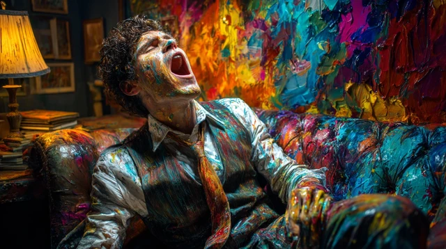 Passionate Man Expressing Himself with Color