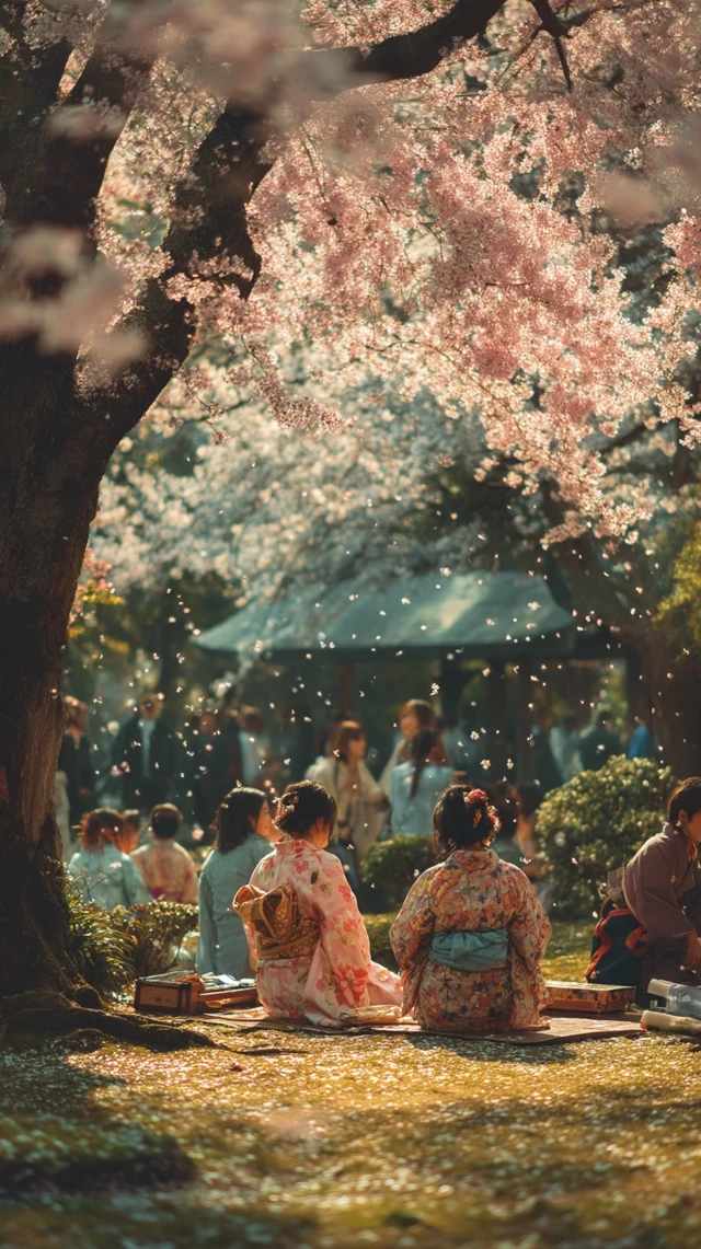 Japanese Cherry Blossom Park Scene