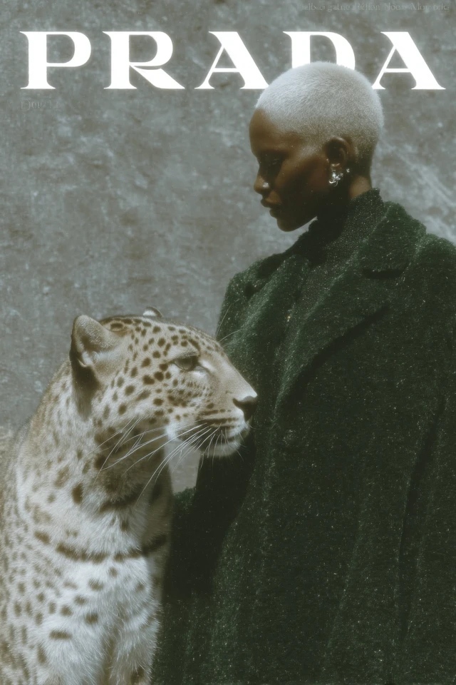 Prada Vogue Illustration Black Woman and Panther