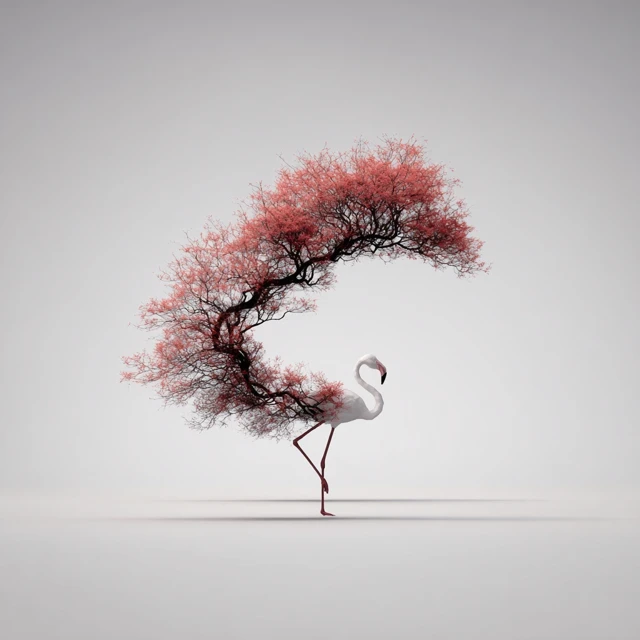 Flamingo Tree Surreal Nature Art