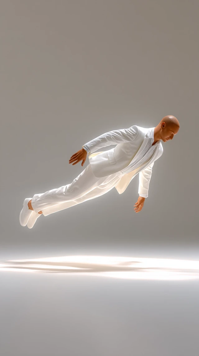White Suit Floating Surreal Minimalist Elegant