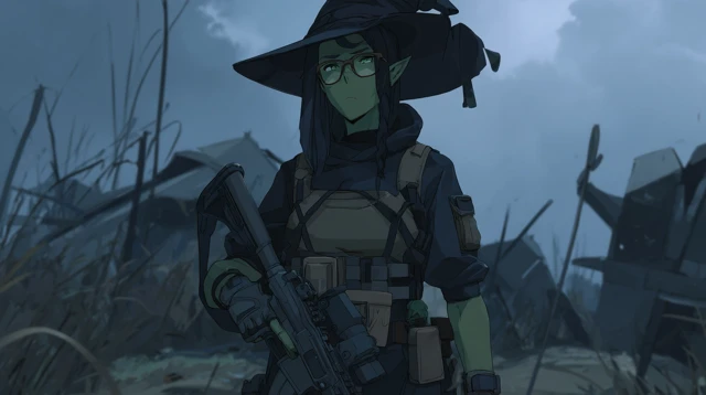 Orc Witch Modern Tactical Fantasy Concept Art