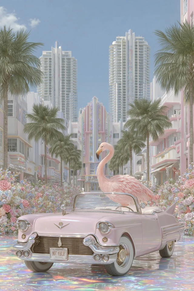Flamingo in Miami Art Deco Convertible