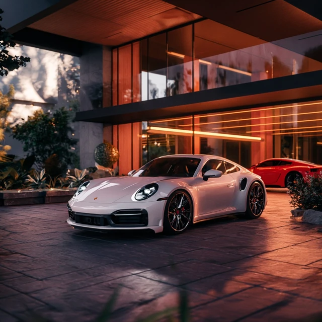 Luxury Porsche 911 with Modern Architecture