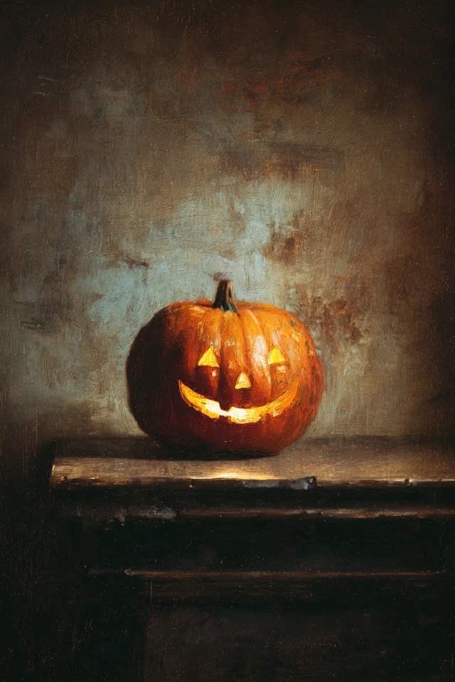 Vintage Halloween Pumpkin Painting