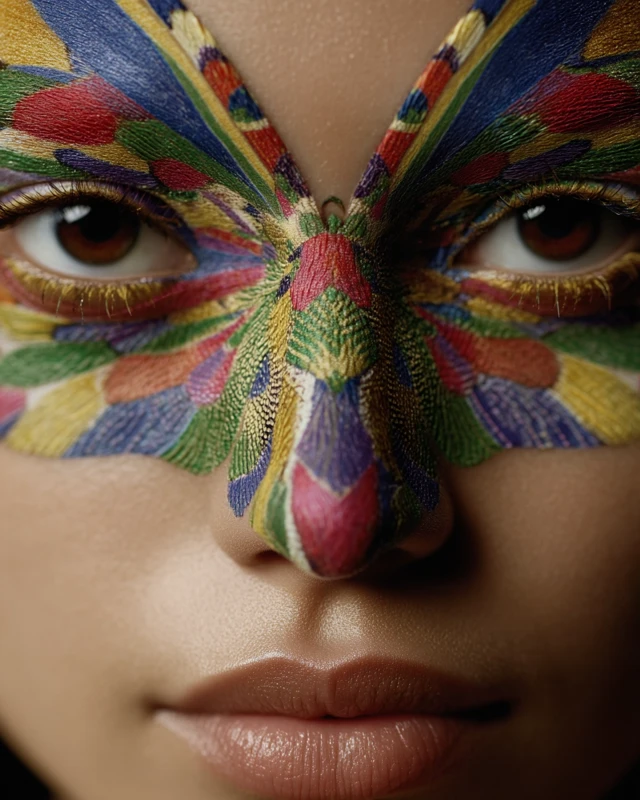 Woman with Moth Makeup Eye Art Hyperrealistic