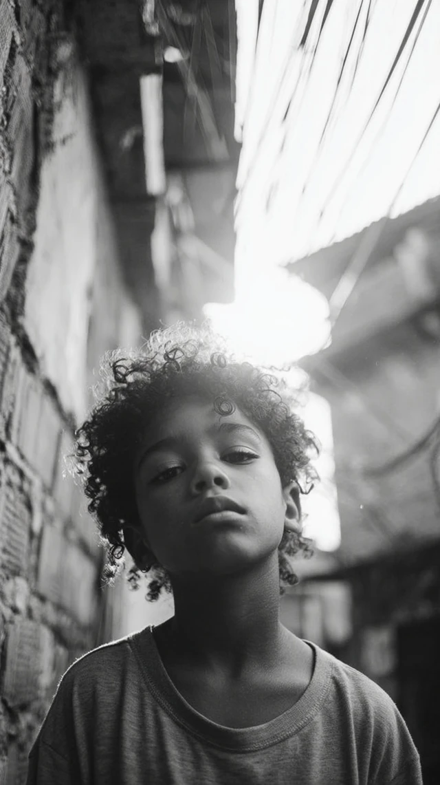 Black and White Cinematic Portrait of a Child