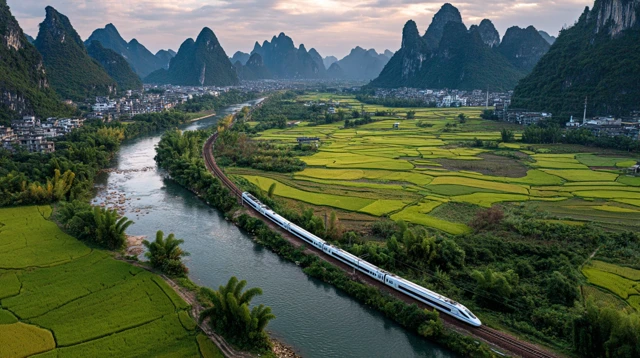 High Speed Train in Guangxi China Scenery