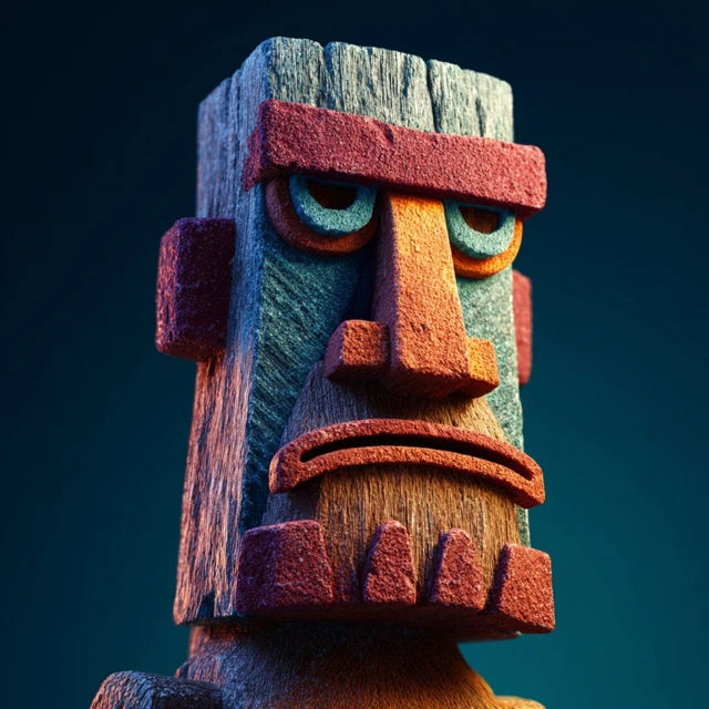 3D Animated Tiki God Moai Statue