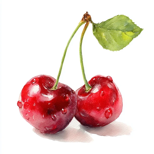 Watercolor Cherry Clipart High Resolution