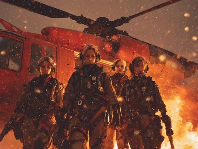 Goth Firefighters in Helicopter Epic Rescue