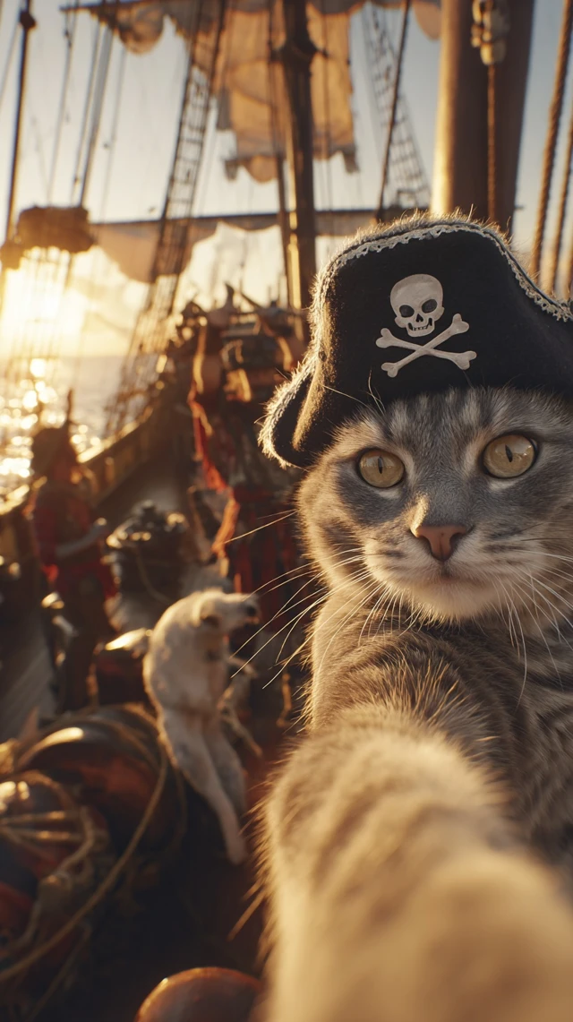 Pirate Cat Selfie Adventure on the High Seas