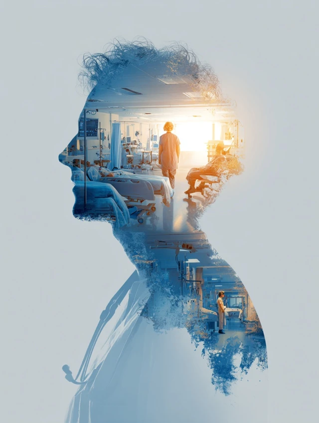 Doctor Silhouette Hospital Scene Double Exposure Photo