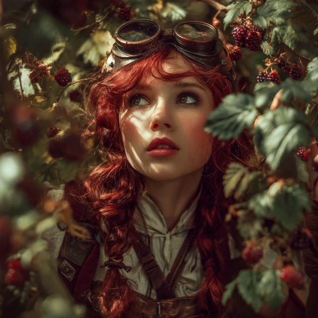 Steampunk Woman in Brambles