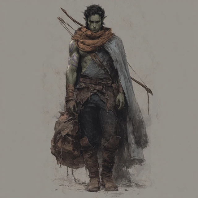 Half Orc Ranger Illustration Fantasy Character Art
