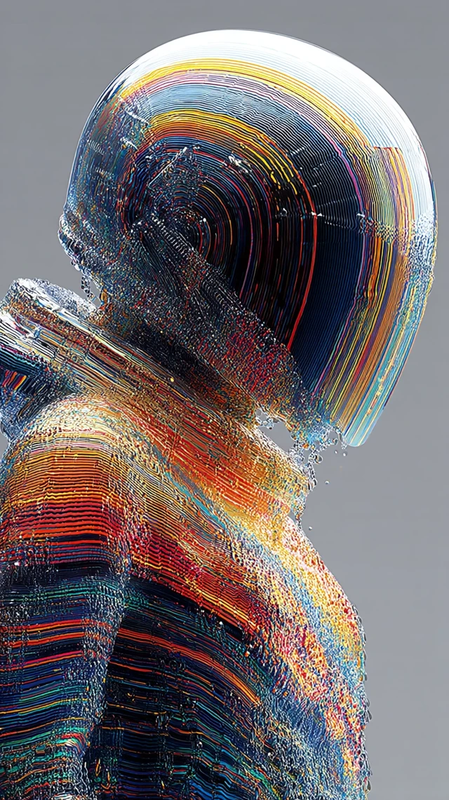 Glitch Portrait: Distorted Face in Digital Art