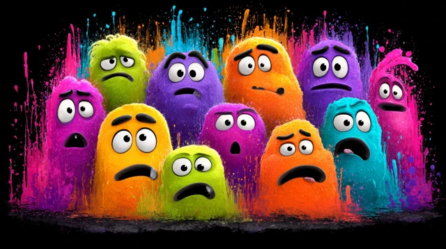 Sad Blob Characters Cartoon Illustration