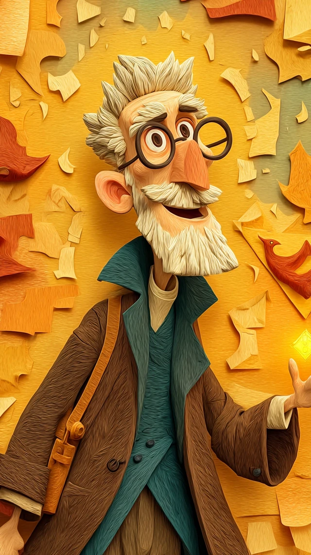 Cheerful Wizard Professor 3D Cartoon