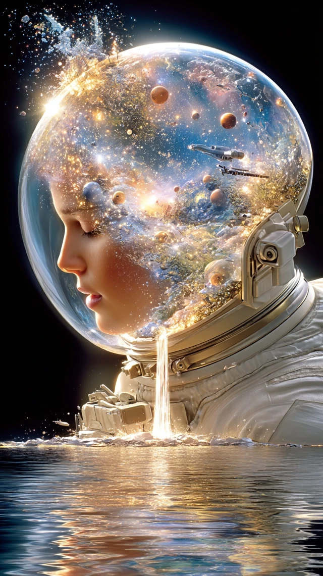 Astronaut Helmet Cosmic Vision Surreal Space Art