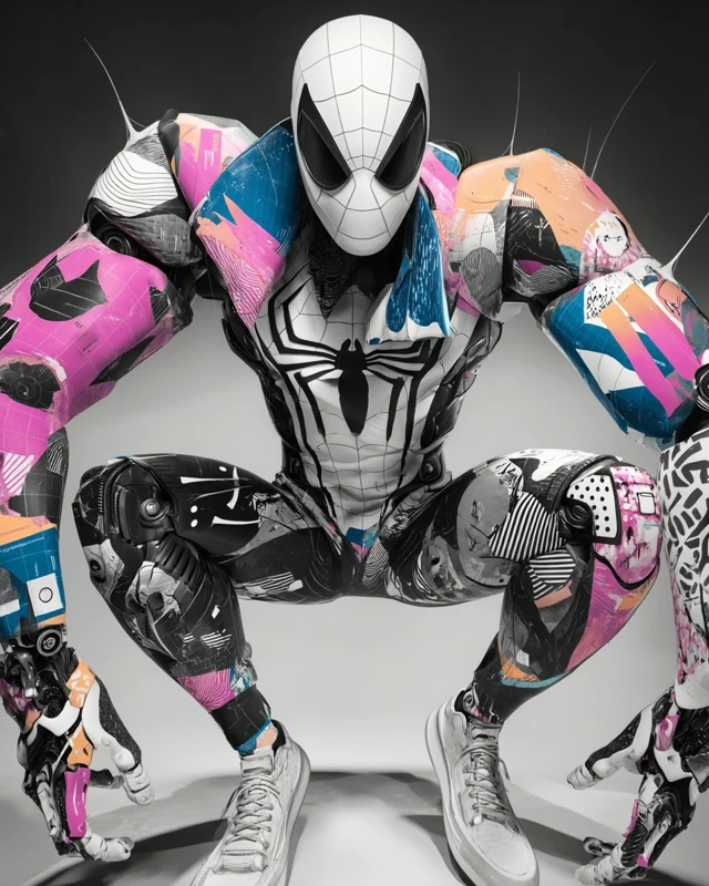 Cyborg SpiderMan in Futuristic Cybernetic Mech Suit