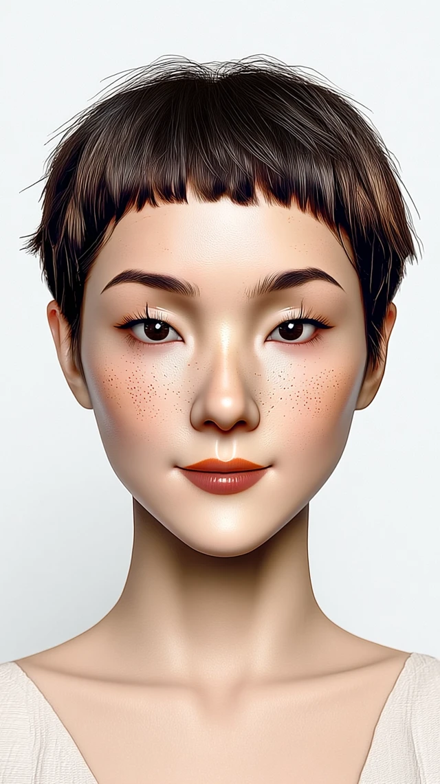 Fashionable Portrait with Freckles and Trendy Hair