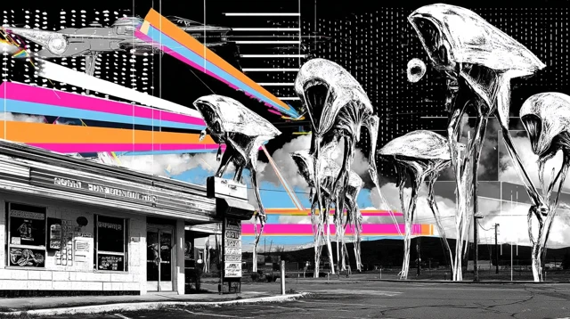 Alien Parade Marching to Burger Joint Art
