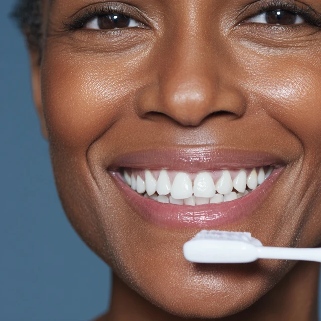 Smiling Woman Brushing Teeth Dental Care