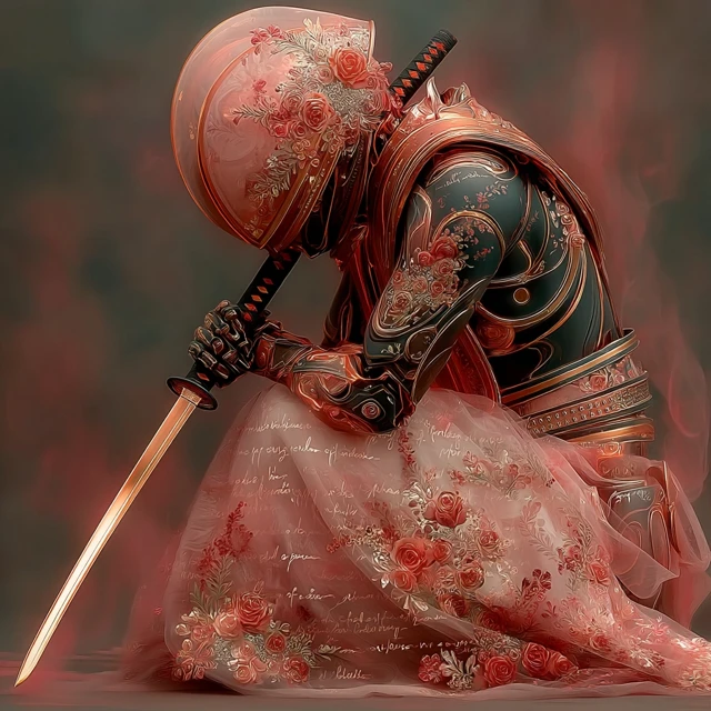 Robot Samurai with Glowing Katana Art