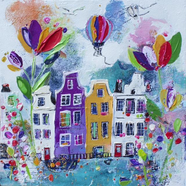 Whimsical Amsterdam Painting Springtime Flowers