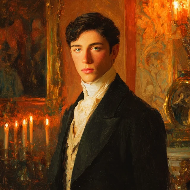 Elegant Gentleman Victorian Portrait Oil Painting
